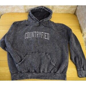 U.S. Vintage "Countryfied" Sweatshirt Hoodie Womens Large Washed Gray 80% Cotton